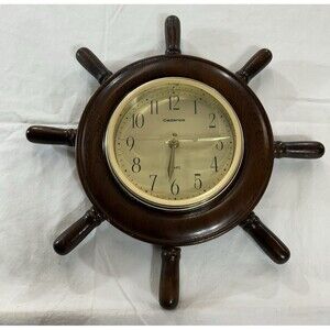 Ship’s Wheel Clock Cadence Quartz Battery Operated Nautical Wall Clock Works